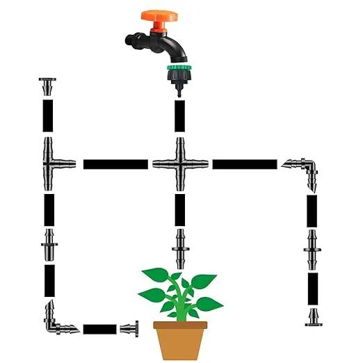 281 Pcs Irrigation Fittings Kit,1/4" Tubing Drip Irrigation Fittings,Irrigation Fittings Kit for Flowerpot Lawn(Straight Barbs,Single Barbs,Valves,Tubing Cutter,Tees,Elbows,End Plugs,4-Way Coupler). by GreenHaven Gardens