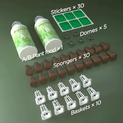 LetPot 77 Pcs Seed Pod Kits, Square Grow Anything Kit for Hydroponics, with 2 A&B Nutrient Plant Foods and 30 Sponges, 5 Domes, 10 Baskets, 30 Stickers, Compatible with LetPot Mini, YOOCAA, QYO, LYKO by GreenHaven Gardens