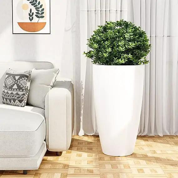 QCQHDU 21 inch Tall Planters for Indoor & Outdoor Plants, 2 Pack Sturdy Plant-Flower-Tree Pots for Front Porch Patio Deck Living Room Decor by GreenHaven Gardens