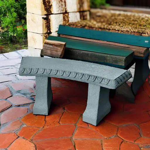 EMSCO Group Garden Bench – Natural Granite Appearance – Made of Resin – Lightweight – 12” Height by GreenHaven Gardens