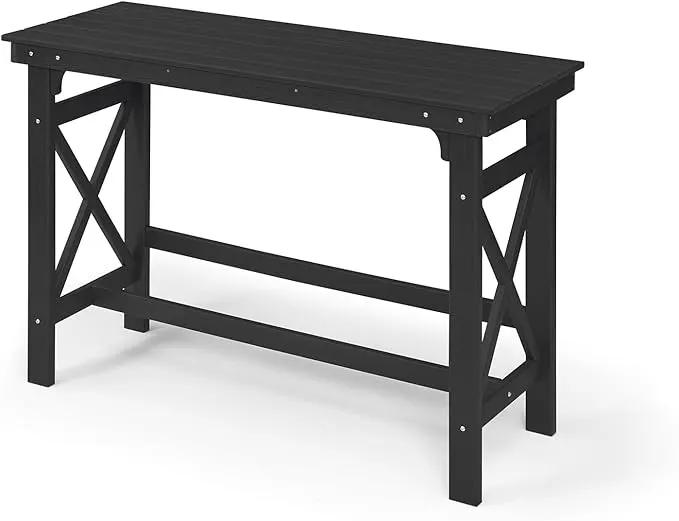 HDPE Patio Bar Table, 41" Rectangle Outdoor Bar Tables Counter Height Table, Adirondack Outdoor Bar Height Table, HDPE Outside Pub Tables for Balcony, Deck, Backyard, Poolside, Obsidian by GreenHaven Gardens