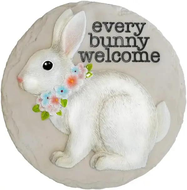 Spoontiques - Garden Décor - Bunny Stepping Stone - Decorative Stone for Garden by GreenHaven Gardens