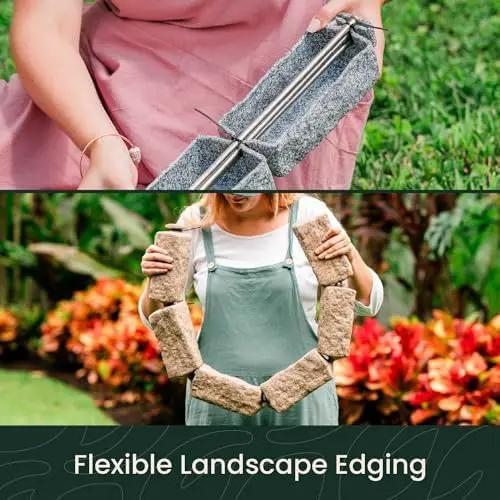 Beuta Landscape Edging | Garden Edging Border | Faux Stone Bricks for Lawn edging, Flower beds, Pathways & Yard Edging– 40 Packs | Each Section Has 6 Bricks 48"L x 4"W x 2.25"H |120 Spikes|Cobblestone by GreenHaven Gardens