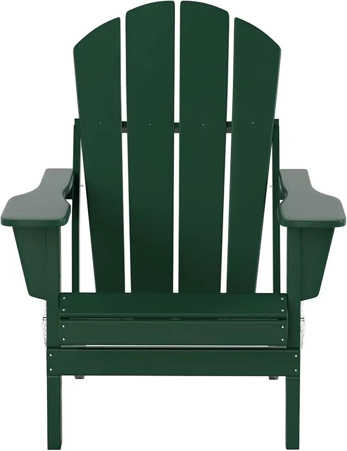 WO Home Furniture Adirondack Chairs Table Set of 3 PCS Outdoor Folding Chairs Coffee Table Weather/UV Resistant for Lawn, Garden, Bon Fire, Balcony (Dark Green) by GreenHaven Gardens