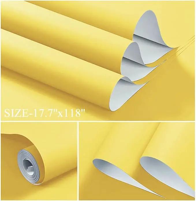 Dimoon 118''x17.7'' Yellow Peel and Stick Wallpaper Contact Paper Modern Self Adhesive Wall Paper Removable Renter Friendly Textured Solid Color Shelf Cabinet Vinyl Roll (118''x17.7'',Yellow) by GreenHaven Gardens