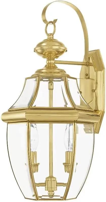 Livex Lighting 2251-07 Monterey 2 Light Outdoor Bronze Finish Solid Brass Wall Lantern with Clear Beveled Glass, 20.25" x 10.5" x 20.25" by GreenHaven Gardens
