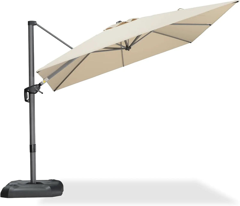 PURPLE LEAF 9 Feet Patio Umbrella Outdoor Cantilever Square Umbrella Aluminum Offset Umbrella with 360-degree Rotation for Garden Deck Pool Patio, Beige by GreenHaven Gardens
