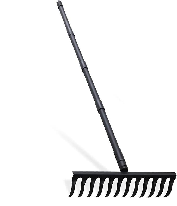 Pragmatist Bow Rake Heavy Duty 60" Metal Head Garden Rake with Adjustable Stainless Steel Handle Garden Tool for Loosening Soil Leveling Mulch Gathering Leaf by GreenHaven Gardens