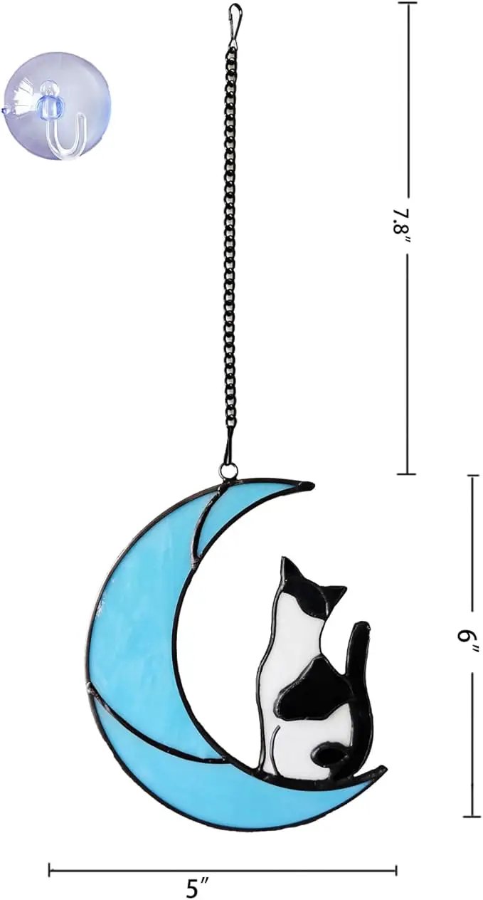 Black and White Cat Gifts，Cat Loss Sympathy Gift，Cat Memorial Gifts for Loss of Cat，Tuxedo cat Gifts，Cat Suncatcher，Stained Glass Cat Window Hanging by GreenHaven Gardens