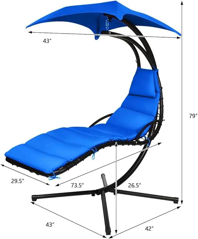 Weatherproof Replacement Cushion Pad and Umbrella for Hanging Lounge Chair Outdoor Chaise Hanging Hammock Chair - Long-Lasting, Fade-Resistant, Quick-Dry, Outdoor Lounge Replacement Set (Blue) by GreenHaven Gardens