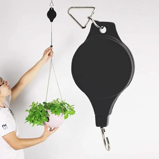 Pack Plant Hook Pulley, Retractable Plant Hanger Easy Reach Hanging Flower Basket for Garden Baskets Pots and Birds Feeder Hang High up and Pull Down to Water Or Feed (White 6Pack) by GreenHaven Gardens