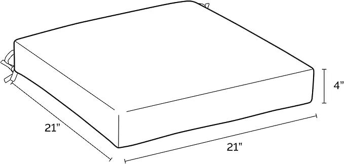 Arden Seat Cushion, 21 x 21, Rain-Proof, Fade Resistant, Cushion for Patio Dining, Adirondack, and Outdoor Chairs Black Cabana Stripe by GreenHaven Gardens