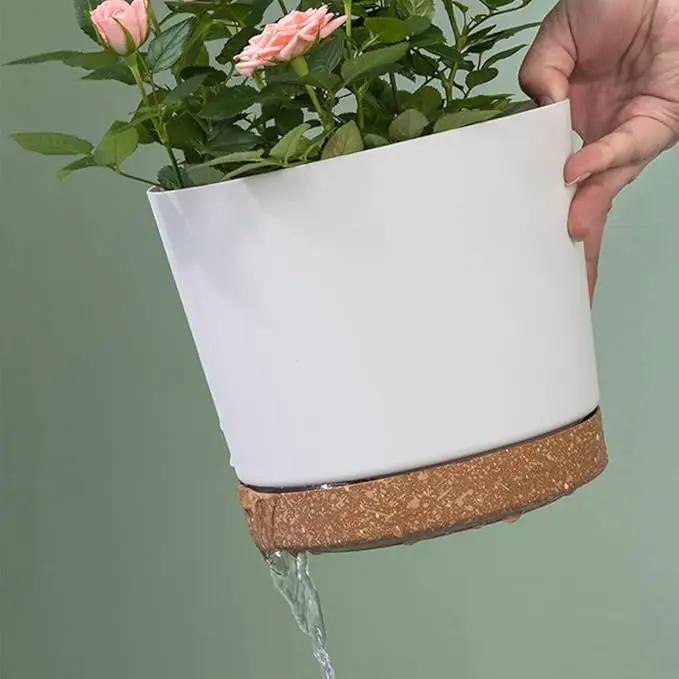 ZMTECH Set of 6 Self Watering Plastic Plant Pots, 6.5in Diameter x 6.1in Height, Modern Decorative Flower Pots for Indoor Outdoor House Plants, Succulents, Flowers (White+Green+Blue) by GreenHaven Gardens