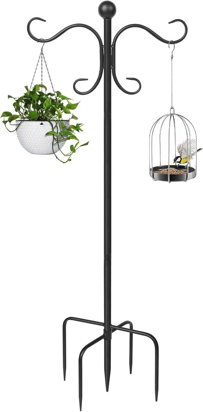 76 Inch Adjustable Double Shepherds Hooks for Outdoor Heavy Duty, Two Sided Garden Bird Feeder Pole for Hanging Plant Baskets, Solar Lights, Weddings Decor by GreenHaven Gardens