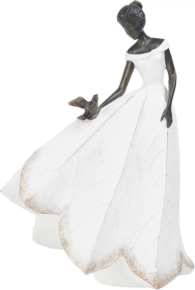 Guichifun Fairy Statue Collection Home Decoration - White Leaf Angel Girls Resin Living Room Bookshelf Decor Garden Outdoor Bathroom Decorations Figurines Gift 5.5 x 3.25 x 8 Inch by GreenHaven Gardens