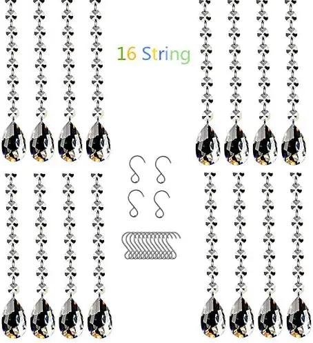 16 Pack 20" Hanging Crystals for Chandeliers Clear Teardrop Crystal Chandelier Pendants Parts Beads, Chandelier Crystals by GreenHaven Gardens