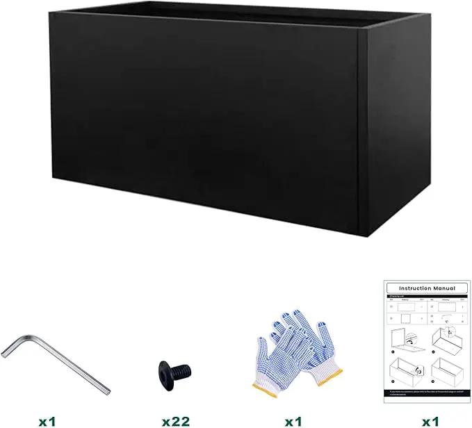 Galvanized Steel Metal Planter Rectangular Indoor Black Planter Box Large Outdoor Planters Steel 31.5" x 16" x 16" Commercial Residential for Patio, Deck, Garden by GreenHaven Gardens