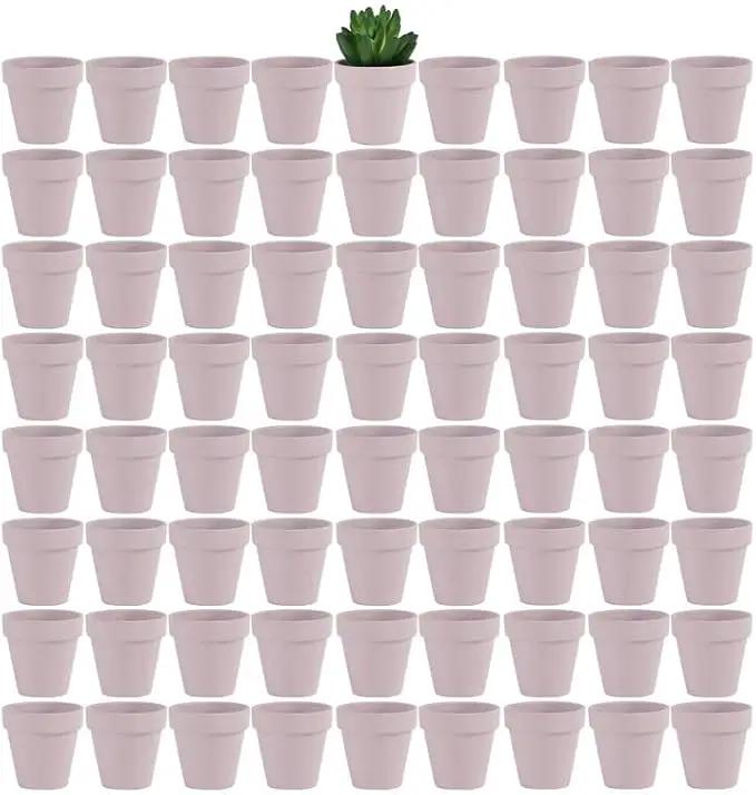 Yishang 72 pcs Small Mini Pink Clay Pots, 2.5'' Terracotta Pot Clay Ceramic Pottery Planter,Cactus Flower Terra Cotta Pots,Succulents Nursery Pots,with Drainage Hole,Great for Crafts,Wedding Favor by GreenHaven Gardens