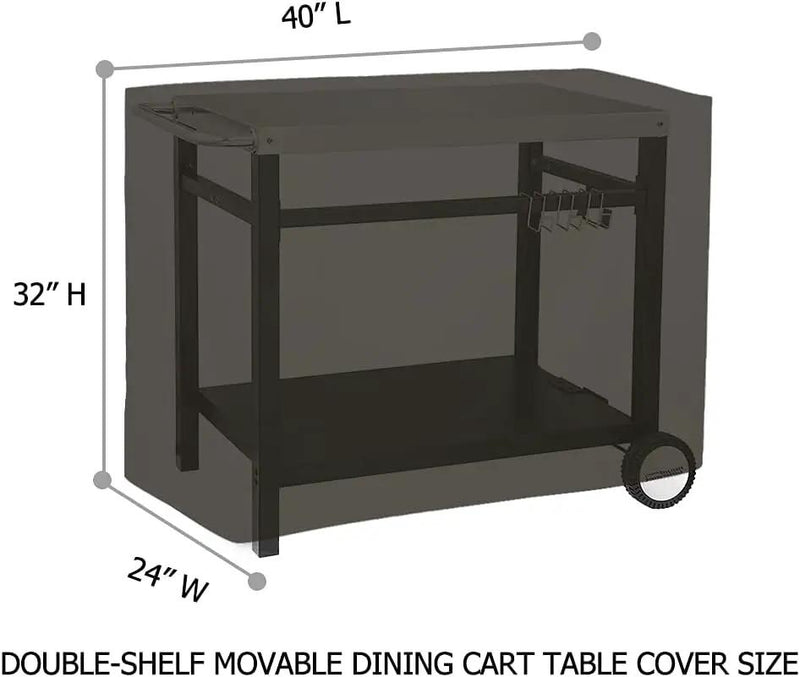 Outdoor Dining Cart Cover for Royal Gourmet Double-Shelf Movable Prep Grill Side Table Heavy Duty Waterproof Cover for Stainless Steel Top BBQ Pizza Oven Kitchen Work Table, Black by GreenHaven Gardens