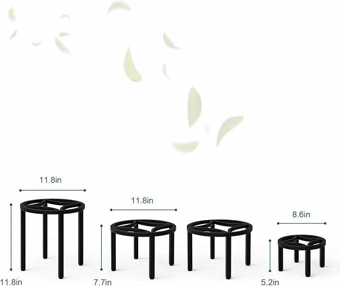 Zhongma Set of 4 Metal Plant Stand for Heavy Potted Plant for Home Indoor and Outdoor, 220 LBS Capacity & Heavy Duty Construction, Sturdy Plant Riser without Installation Required by GreenHaven Gardens