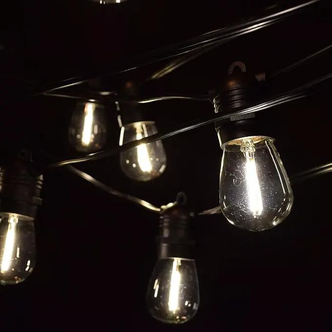 Hometown Evolution, Inc. 100' E26 Commercial LED Outdoor String Lights (100 Foot 50 Socket, S14 LED Filament 1 Watt Light Bulbs) by GreenHaven Gardens