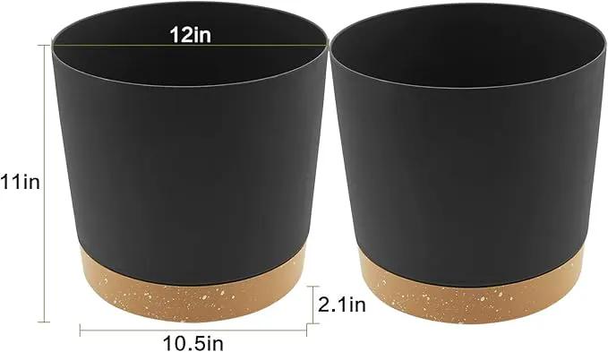 QCQHDU 12 inch Plant Pot, 2 Pack Planters for Indoor Plants with Drainage Holes & Saucer, Outdoor Flower Pots Home Garden Modern Decor by GreenHaven Gardens