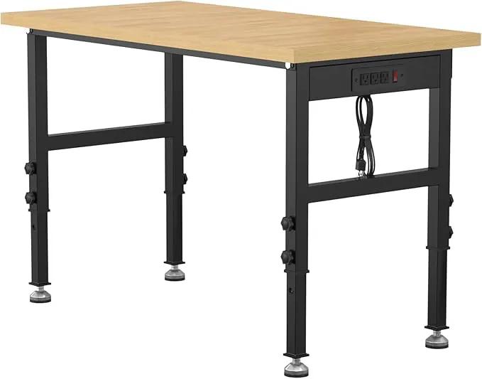 48" Adjustable Workbench,Heavy-Duty Work Table,3000 LBS Load Capacity Particleboard Hardwood Workstation Outlets with Power Strips and Fixed feet,for Workshop, Garage by GreenHaven Gardens