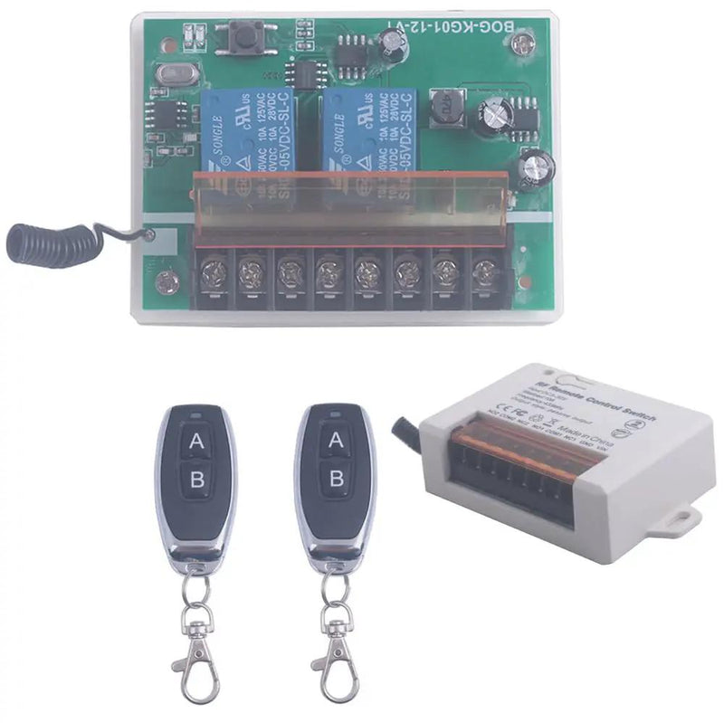 12V 24V 2 Channels Wireless Relay Remote Control Switch, RF 433Mhz DC 5V-30V Garage Door Opener Wireless Switch with Receiver 2 Transmitters, Easy to Terminal Wiring (2CH 2* Controller 433Mhz) by GreenHaven Gardens