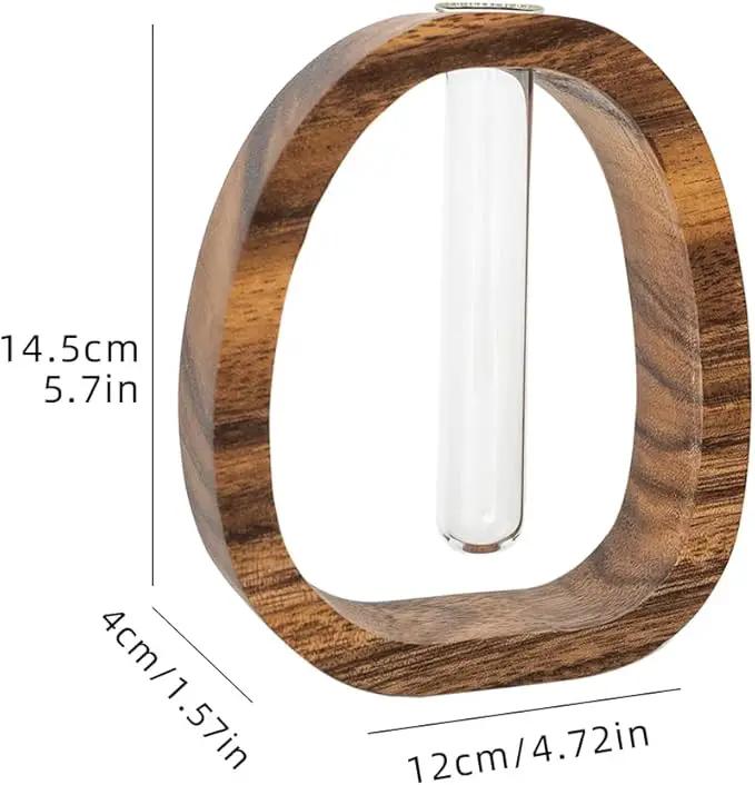 Modern Wooden Glass Test Tube Vase - Desk Plant Decor, Suitable for Home and Office Use by GreenHaven Gardens
