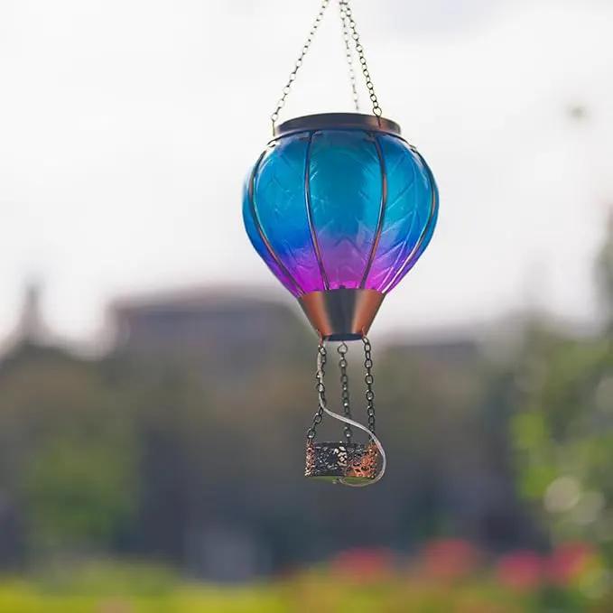 Starsoul Hot Air Balloon Solar Lantern with Candle Holder Glass Solar Hot Air Balloon Lantern with Flame Solar Hanging Hot Air Balloons Decorative for Lawn Porch Tree Yard by GreenHaven Gardens