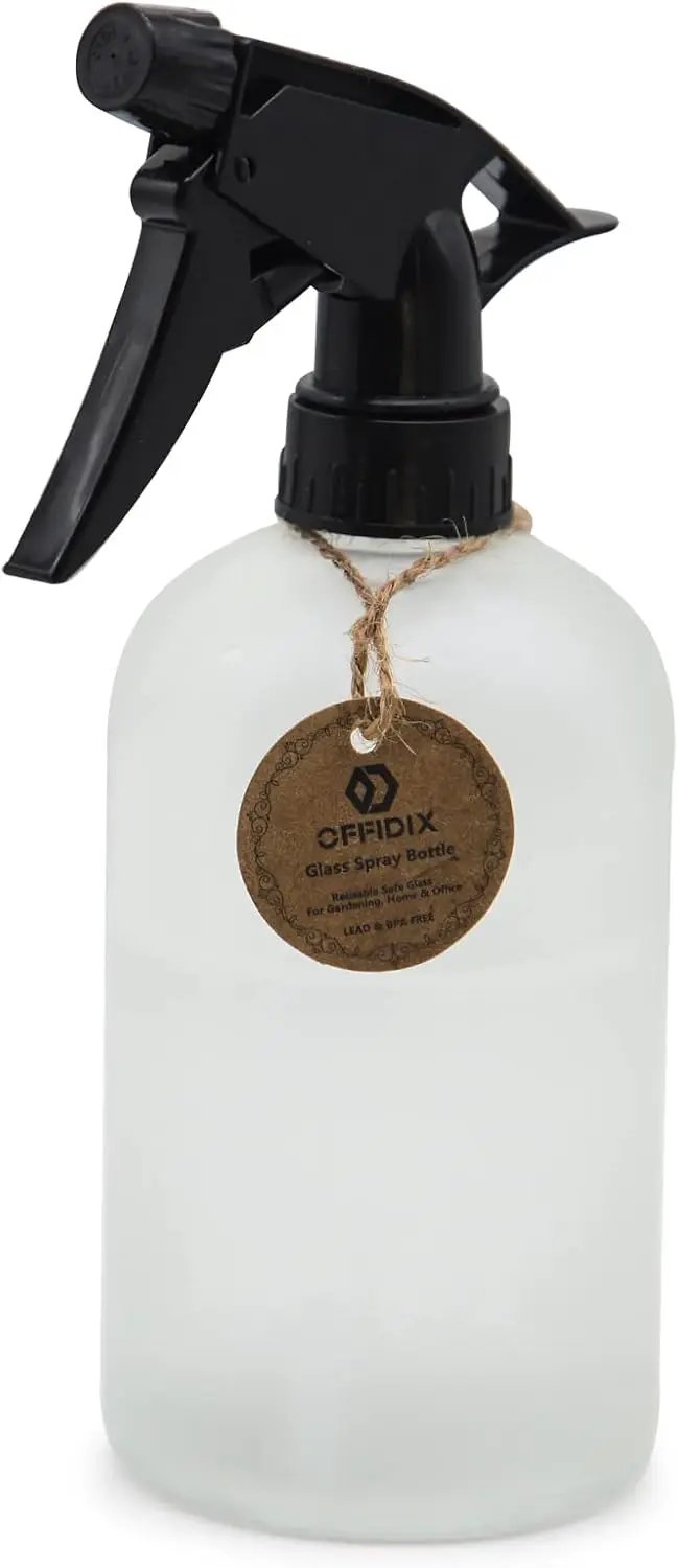 OFFIDIX Glass Spray Bottle,Plant Mister,Pressure Watering Can,Water Spray Bottle with Adjustable Nozzle,0.43L/15.17oz Handheld Spray Bottles for Outdoor Indoor Garden,Cleaning Solutions（Frosted Clear） by GreenHaven Gardens