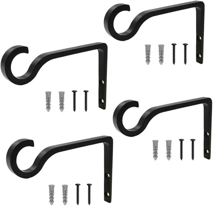 4Pack Hanging Plant Bracket 6inch Metal Plant Hook Shepherds Hook Decorative Wall Plant Hanger for Hanging Lanterns, Bird Feeder, Flower Basket, Home Decor Indoor & Outdoor (Black) by GreenHaven Gardens