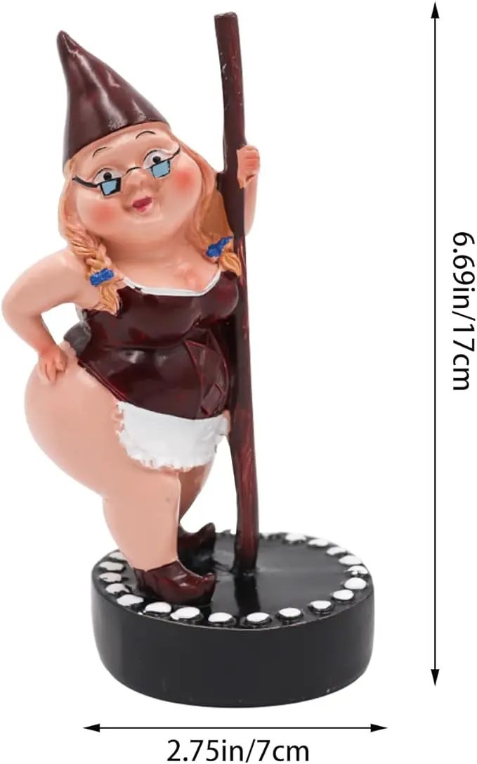 Pole Dancing Gnome Statue, Resin Garden Gnome Statues, Funny Outdoor Gnome Figure, Creative Garden Spring Decoration, Pole Dance Garden Gnome, Spring Garden Statue(6.7"/17 cm) by GreenHaven Gardens