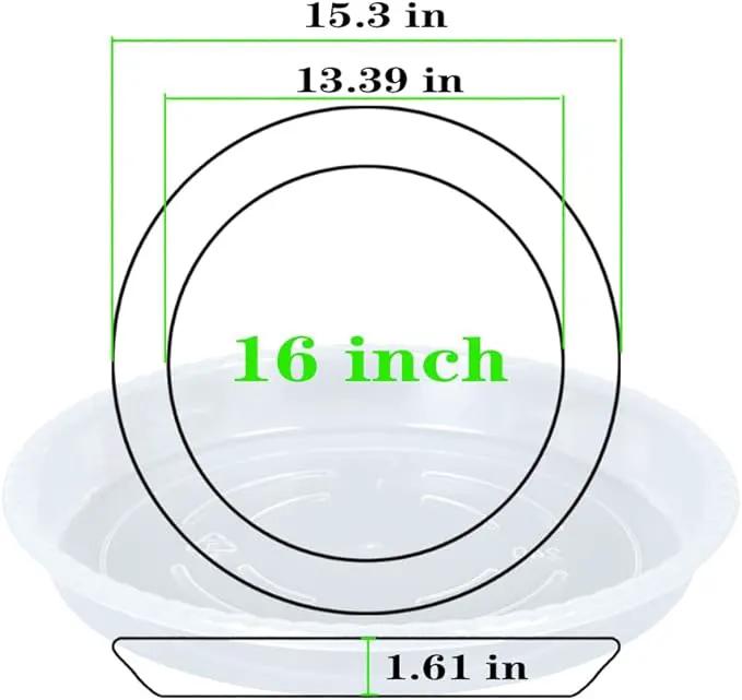 Plant Saucer 4 Pack of 16 inch, Clear Plastic Flower Plant Pot Saucer, Heavy Duty Plant Drip Trays Saucers for Indoor, Plant Water Tray for Planters by GreenHaven Gardens