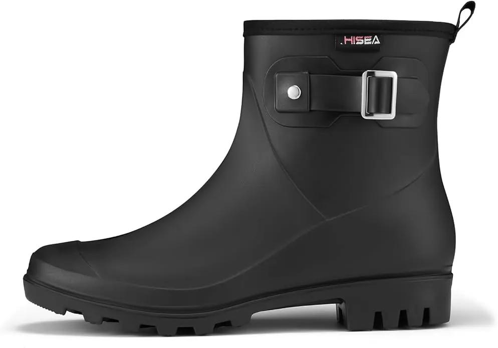 HISEA Women's Ankle Rain Boots Waterproof, Fashion Short Garden Shoes Anti-slip for Women with Comfortable Insole by GreenHaven Gardens