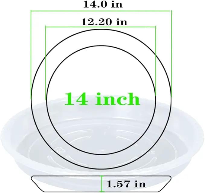 Plant Saucer 2 Pack of 14 inch, Clear Plastic Flower Plant Pot Saucer, Heavy Duty Plant Drip Trays Saucers for Indoor, Plant Water Tray for Planters by GreenHaven Gardens