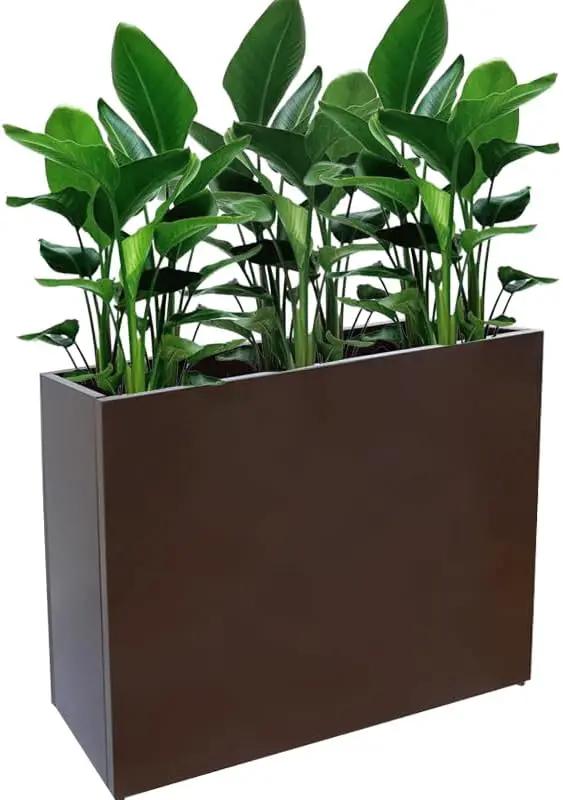 Metal Tall Long Planter Box Large Rectangular Planter Flower Pot with Drainage Holes for Indoor Outdoor Deck Porch Garden Home Patio Front Door (Espresso, S) by GreenHaven Gardens
