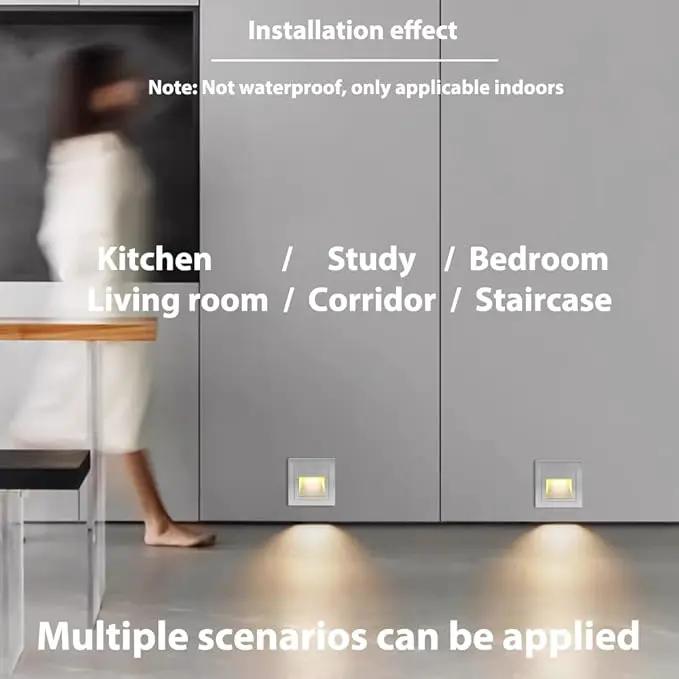 4Pcs 1.5W LED Step Light, Warm White 3000K Recessed Wall Spotlight for Staircase, Kitchen, Bedroom, Living Room, Cabinet, 110V Silver by GreenHaven Gardens