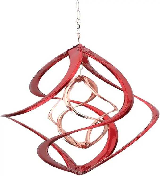 Red Carpet Studios 31092 Cosmix Wind Spinner Double Helix, 14-Inch, Red &Copper by GreenHaven Gardens
