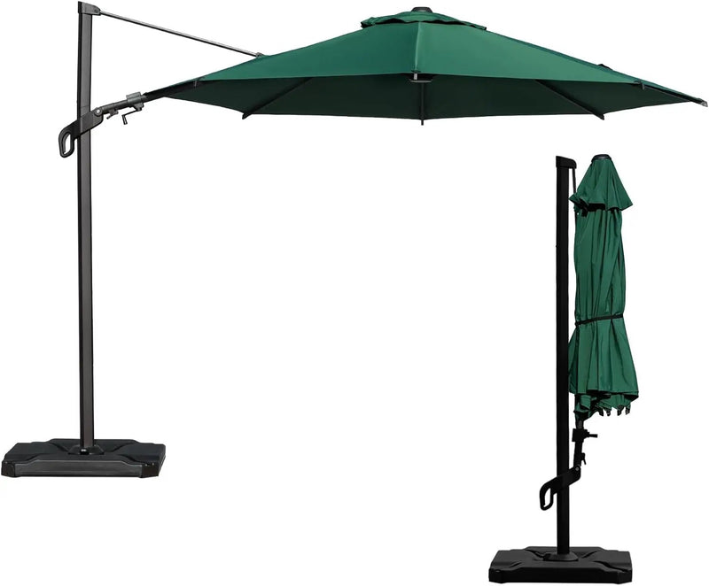 Abba Patio 10FT Vienna Offset Patio Umbrella Outdoor Cantilever Umbrella with 360° Rotation Design and Easy Tilt Adjustment UV 50+ Protection 8 Ribs for Backyard Garden Deck Pool Patio, Dark Green by GreenHaven Gardens