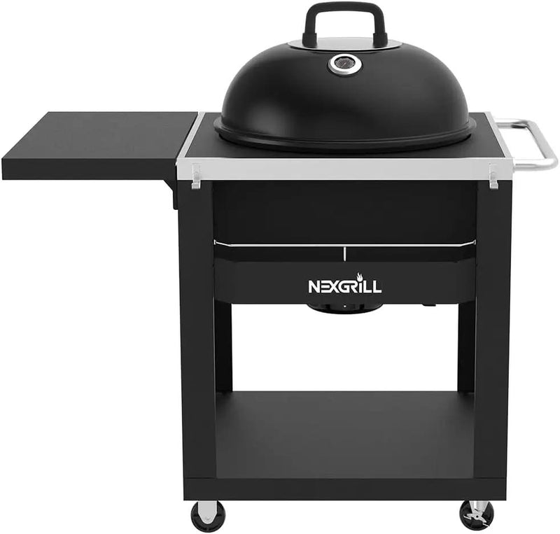 Nexgrill 22" Charcoal Grill with Table Cart and Side Table, 358 SQ In Grate, Adjustable Air Vents, Integrated Temperature Gauge, Mobile Cart Barbecue Grill for Camping, Picnics, and More - 810-0026HC by GreenHaven Gardens