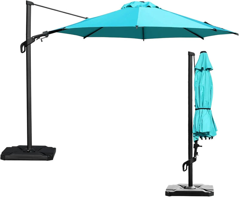 Abba Patio 10FT Vienna Offset Patio Umbrella Outdoor Cantilever Umbrella with 360° Rotation Design and Easy Tilt Adjustment UV 50+ Protection 8 Ribs for Backyard Garden Deck Pool Patio, Light Blue by GreenHaven Gardens