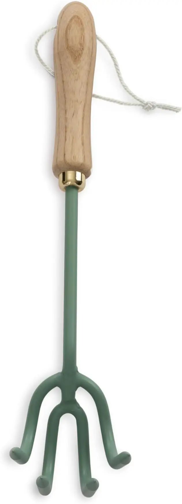 Barebones Cultivator - Weed Remover Tool - Garden Rake and Weeding Tool for Yard Work - Stainless Steel Cultivator for Raking Soil (Ash/Mint) by GreenHaven Gardens