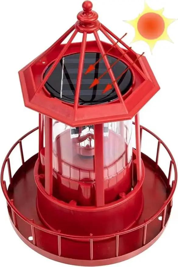 LED Solar Powered Lighthouse, 360 Degree Rotating Lamp Courtyard Decoration Waterproof Garden Smoke Towers Statue Lights for Outdoor Patio Garden Pathway by GreenHaven Gardens