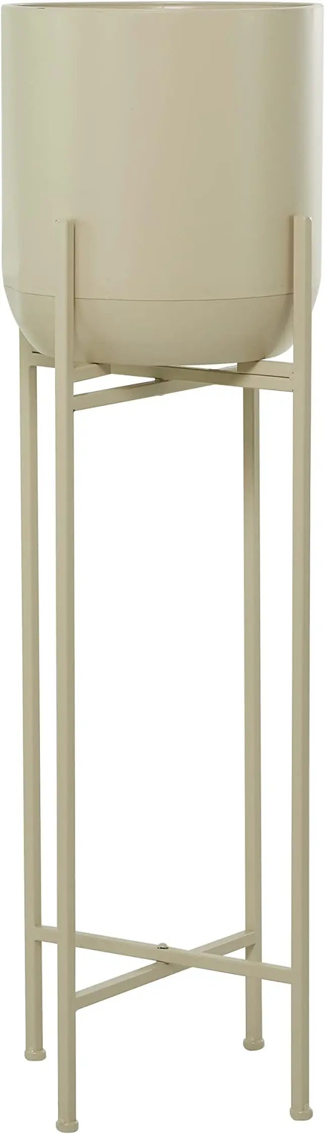 Deco 79 CosmoLiving by Cosmopolitan Metal Round Planter with Removable Stand, 13" x 13" x 42", Beige by GreenHaven Gardens