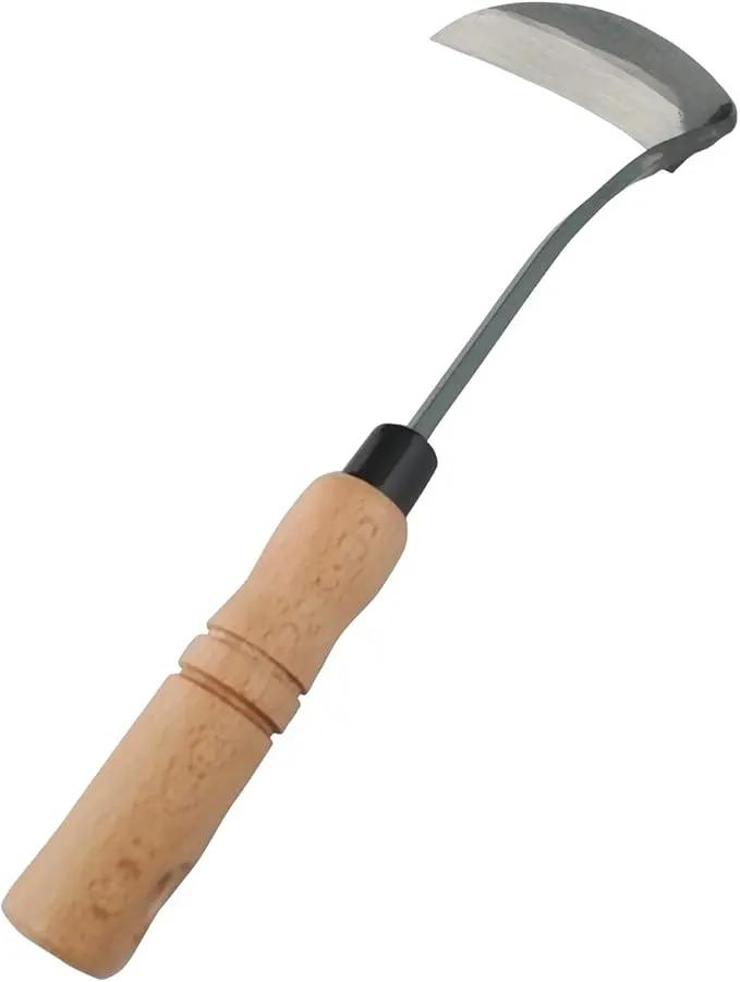 Japanese Gardening Weeding Sickle Nejiri Kama Sharp Steel Blade and Wood Handle by GreenHaven Gardens