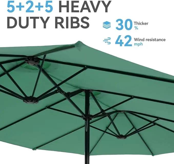 GREEN PARTY 15 ft Rectangle Patio Umbrella with Base Included, Double-Sided Table Umbrella with Crank, Large Outdoor Umbrellas for Patio Poolside Garden Backyard, Mint Green by GreenHaven Gardens