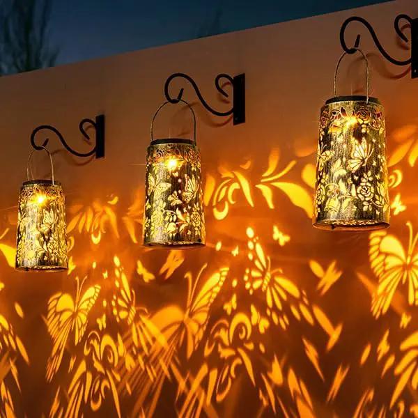 Outdoor Solar Lanterns Large Butterfly Pattern Lantern Hanging Light House Yard Patio Backyard Porch PathwayDecor Gifts for Women Grandma Mom Friends 2pcs by GreenHaven Gardens