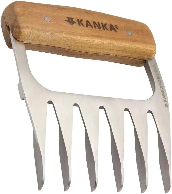 KANKA Grill Meat Shredder Claws - 5X Thicker Professional Stainless Steel BBQ Claws for Effortless Shredding and Cutting of Pulled Pork, Chicken, Turkey, Beef - Set of 2 with Durable Wood Handles by GreenHaven Gardens