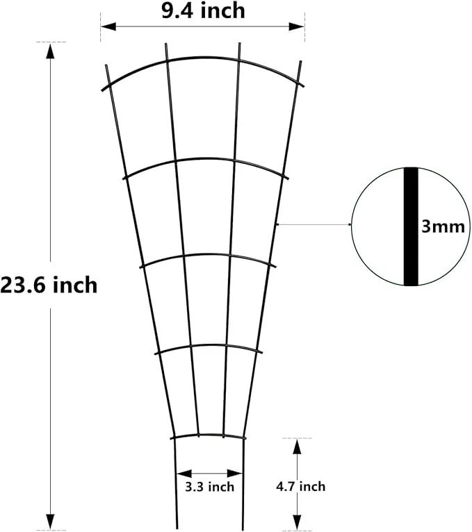 4 Pack 23'' Indoor Plant Trellis for Potted Plants Climbing, Outdoor Metal Garden Trellis Houseplants Flowers Vine Ivy,Fan Shape, Black by GreenHaven Gardens